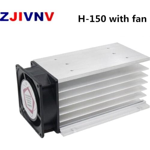 150*100*80 mm 80A three phase solid state relay SSR aluminum heat sink radiator with 220VAC fan and protective cover