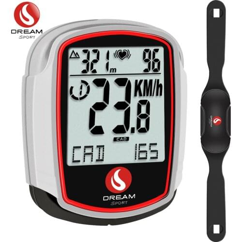 DREAM SPORT Bike Computer Wireless With Heart Rate Monitor Chest Strap, Cadence Speedometer Odometer Altimeter Bicycle Computer