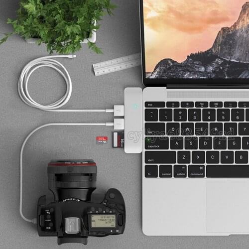 High Speed USB 3.0 Type C Hub with Charge to USB/SD/Mini SD 5 In 1 Combo Hub for Macbook 12 Inch 13 Inch