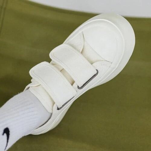 Womens Harajuku Velcro Sneakers Casual Platform Canvas Shoes 2021 Fall Fashion Running Tennis Espadrilles Flats Black Zapatos