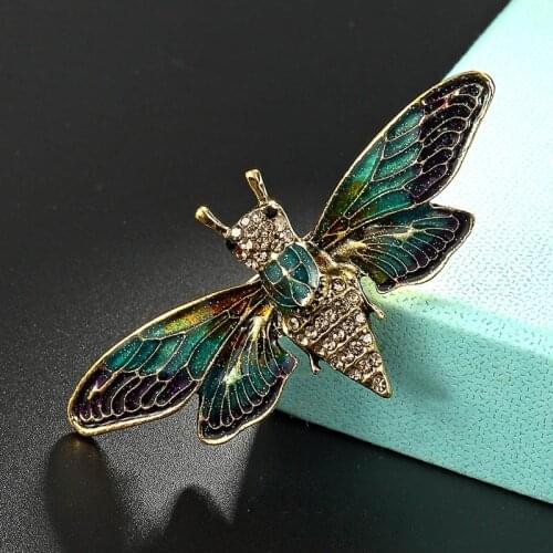 Zlxgirl Cute Rhinestone Enamel bee brooches pins fashion women and men carton insect brooches jewelry For Women Kids Scarf pins
