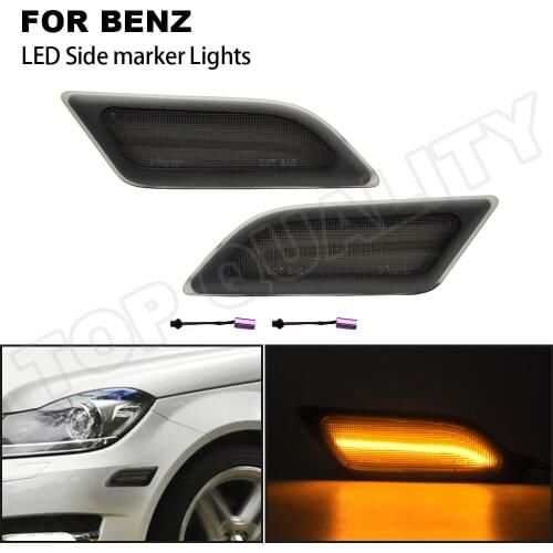 2PCS For Mercedes Benz W204 2012 2013 2014 Smoked lens LED Side Marker Turn Signal Light Amber Lamp Error Free Car-styling