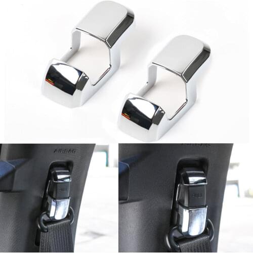 2pcs Red/Silver ABS Car Interior Seat Safety Belt Buckle Cover Trim Cap For Ford F150 2015+ Car Styling Decoration Accessories
