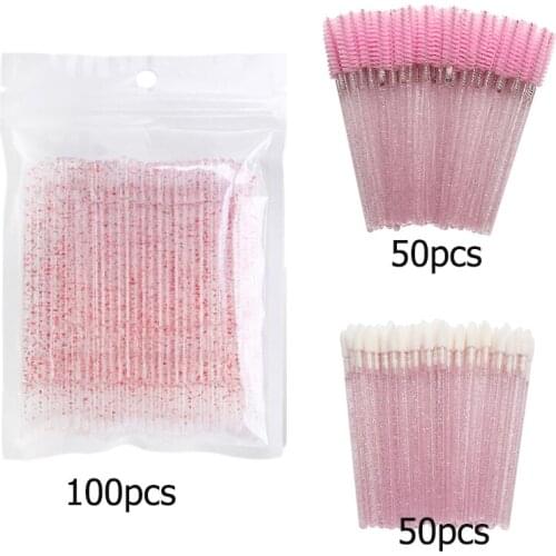 200PCS Crystal Micro Brush Mascara Wands Lip Gloss Brush and Eyelash Cleaning Micro Applicator Set 3 in 1 Eye Lash Makeup Tools
