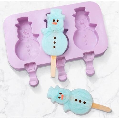 3 Grids Silicone Ice Cream Cake Mold Ice Lolly Baking Frozen Mould Tray DIY Kitchen Tool Ice Cream Maker