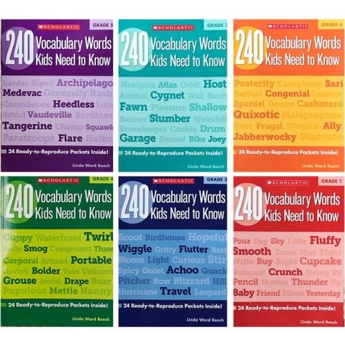6 Books/Set 240 Vocabulary Words Kids Need to Know Primary School Grade 1-6 English Vocabulary Workbook