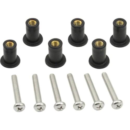 6pcs M5 Rubber Well Nuts Kayak Accessories Blind Fastener Rivet Fishing Kayak Accessories Jack Nuts Windscreen Wellnuts