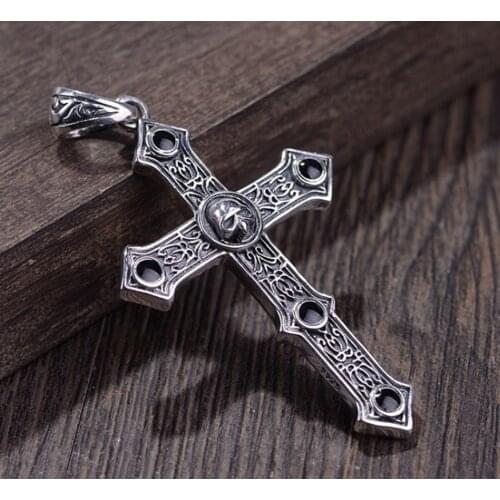 925 Sterling Solid Silver Mens Unisex Biker Cross skull charm pendant A4306