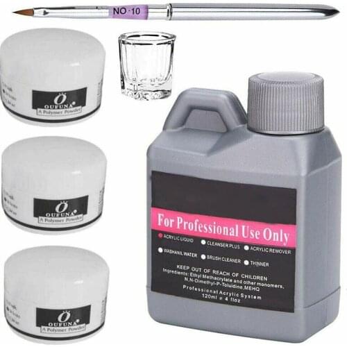 Nail Art Acrylic Liquid And Powder Kit Starter Clear Glass Brush Pen Nail Tool For Long Lasting Sparkling Nail Tips