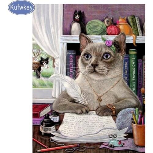 Diamond Painting fantasy Cat and book cross stitch kits 5d Diy Embroidery Animal square Round Drill Diamond Mosaic Painting art