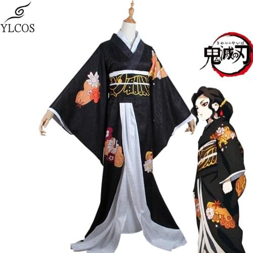 Anime Demon Slayer Kibutsuji Muzan Kimono Costume Cosplay Halloween Party Suit For Women Girls Unisex