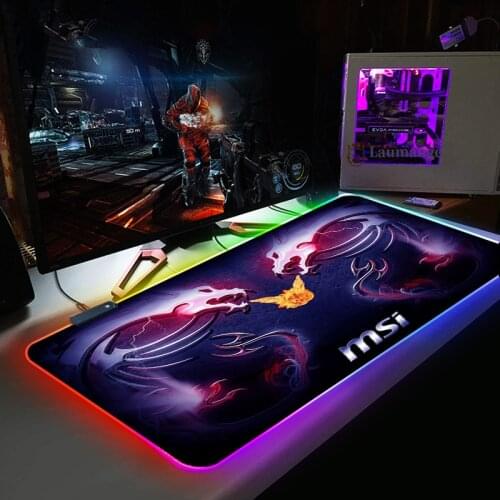 MSI LOGO Big Keyboard Desk Mat RGB Large Mouse Pad Gamer Big Mouse Mat Computer Mousepad LED Backlight Gaming Mause Pad