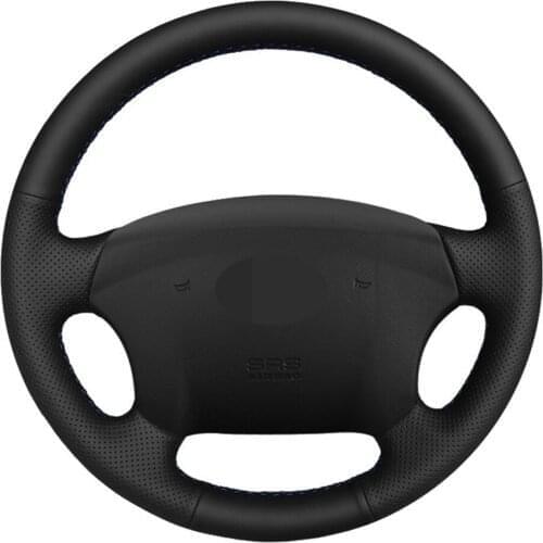 Car Steering Wheel Cover Hand-stitched Black Genuine Leather For Hyundai Sonata NF 2005-2006 Kia Carens 2007-2011