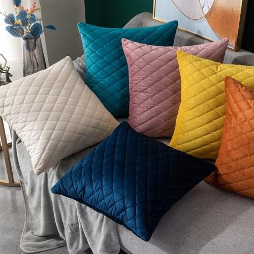 Home Velvet Throw Pillow Cases Cover Decorative Optional Pillow Cushion Covers Simple Diamond Sofa Pillow Case Home Decor