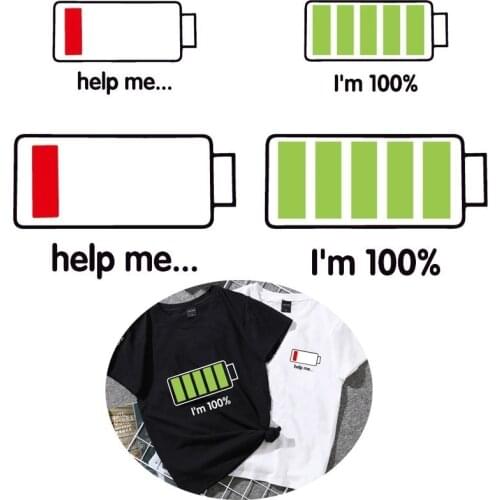 T shirt women Diy pvc patch battery lovers biker patches for clothing heat transfer printing clothes for stickers free shipping