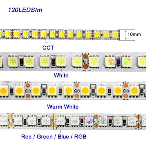 5M DC12V White/Warm White/Red/Green/Blue/RGB/CCT Flexible LED Strip Light 60LEDs/m 120LEDs/m SMD 5050 Lamp tape IP20/IP65
