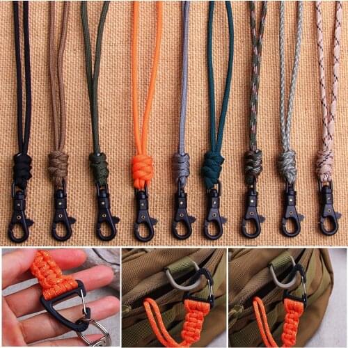 20/46cm Paracord Keychain Lanyard Triangle Buckle Key Ring High Strength Parachute Cord Emergency Survival Backpack Outdoor Tool