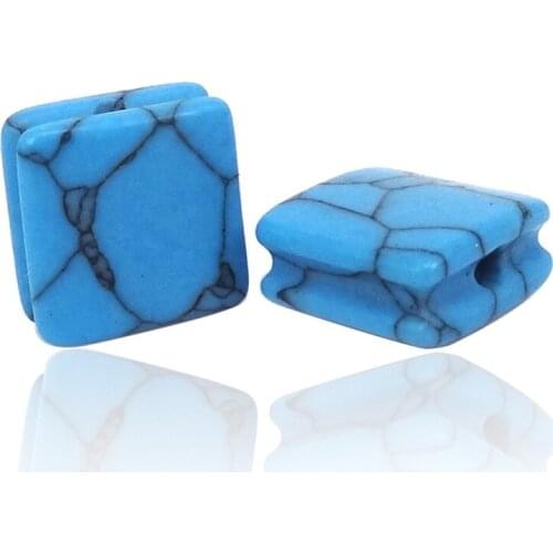 New Blue Turquoises Square Semi-Precious Beads For Macrame Bracelet DIY Brand Punk Jewelry Making Gem Stone Accessories Beads