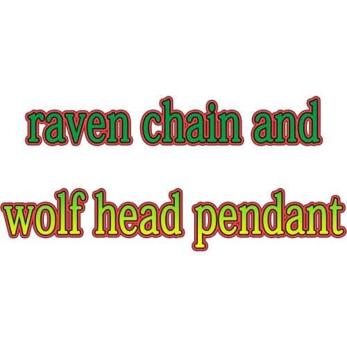 Lanseis 1pcs raven chain and wolf head pendant