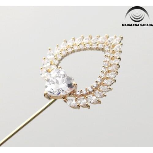 MADALENA SARARA AAA Zircon Inlaid Brooch Pin Copper Fine Elegant Heart Style For Women Jewelry BM-00256