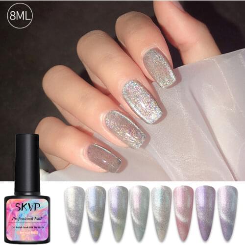 SKVP 8ML Aurora Spar Cat Eye Nail Gel Polish Magnetic Jade Varnish Semi Permanent Summer Lacquer Primer Nail Art Gel Varnish