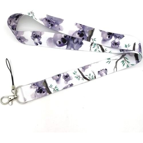 Cute Animal Australia Koala Bear Bamboo Keychain Neck Strap Lanyard For Keys ID Badge Holder Hang Rope Mobile Phone Accessories