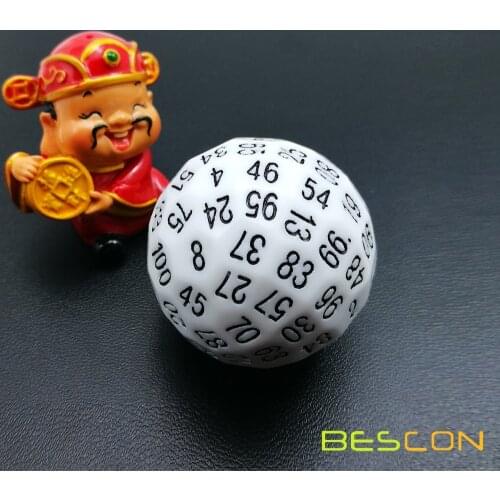 Bescon Polyhedral Dice 100 Sides Dice, D100 die, 100 Sided Cube, D100 Game Dice, 100-Sided Cube of White Color
