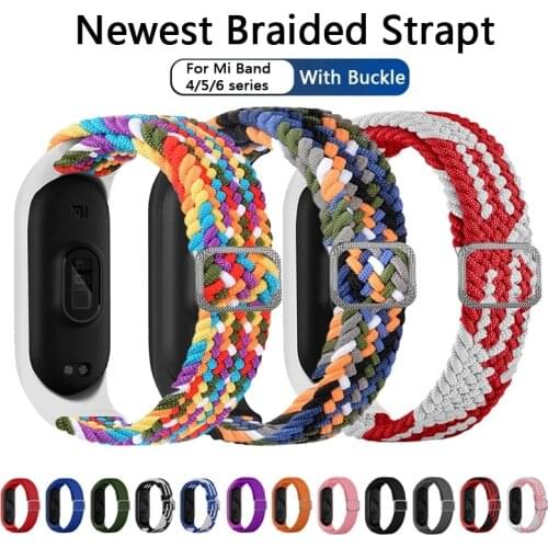 New Braided Solo Loop Nylon Strap for Xiaomi Mi band 6 5 NFC Elastic Bracelet miband 3 4 5 6 adjustable Elasticity band Bracelet