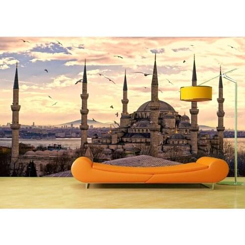 Custom 3D Photo Sunset Castle Landscape Removable Wall Papers Self-adhesive Vinyl Wall Sticker Art Home Decor Mural