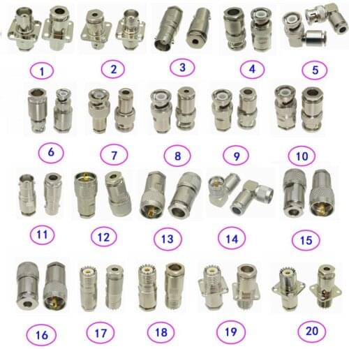 1pc Connector BNC / UHF SO239 PL259 Male Jack & Female Plug Clamp RG316 RG174 / RG58 RG142 / RG8X LMR240 / RG5 RG6 / RG8 LMR400