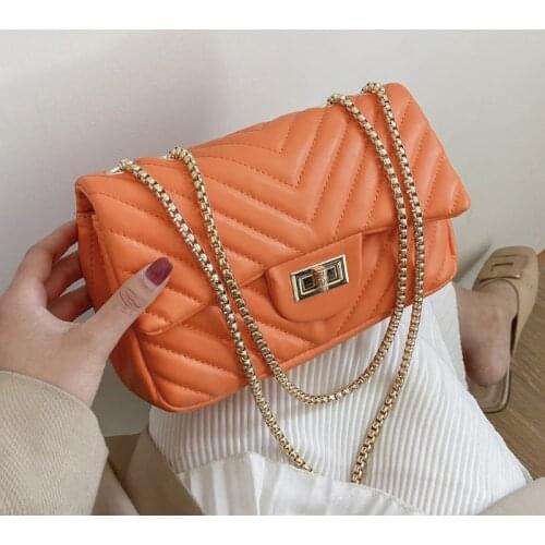 Luxury Brand Handbag Chain Leather Shoulder Crossbody Bags for Women Designer Square Thread Sac A Main Fashion Jelly Purse Trend