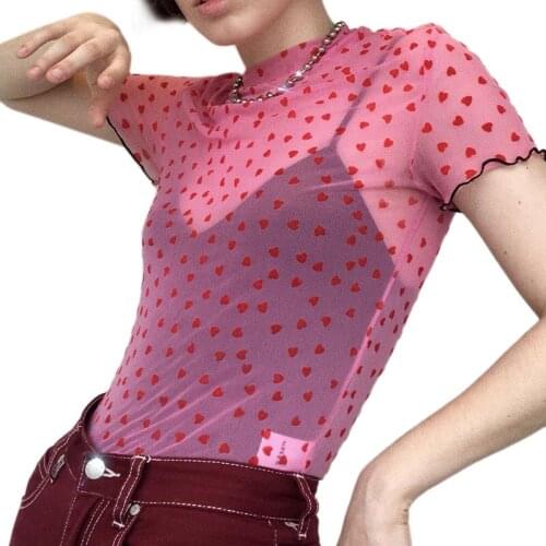 Mesh Turtleneck T Shirts Tops Women Transparent See Through Elastic Skinny Crop Tops Stretchy L