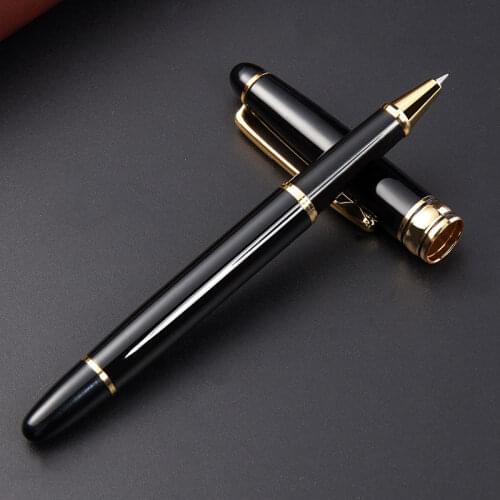 High Grade Gold Sliver Rollerball Pen With Diamond Clip Smooth Metal Ballpoint Pen Business Gift Pens for Student School Supplie