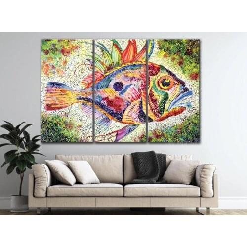 Lovely Fish Three Board Color Oil Canvas Prints Interior Art Decoration