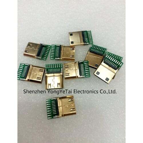 YYT 5PCS MINI HDMI 19P with PCB board welding type C male mini HDMI plug 19+1