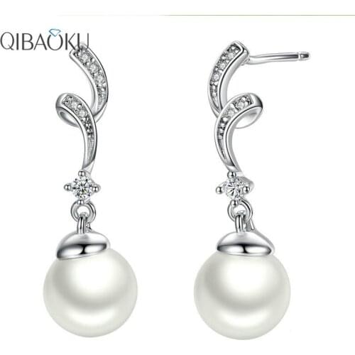 Natural Pearl Earrings 925 Sterling Silver Ear Jewelry for Women Vintage Jewelry Drop Earrings Zircon Stones Wedding Earring
