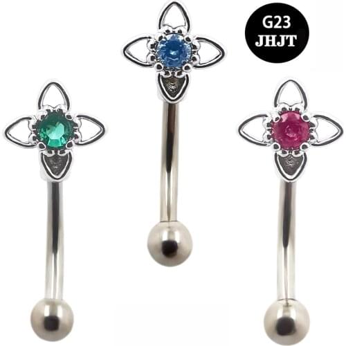 JHJT 1/3PC 16G 8mm G23 Titanium Curved Barbell Eyebrow Rings Bars Piercin Tragus Bar Helix Ear Piercings Fashion Body Jewelry