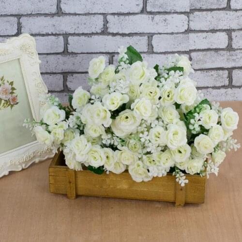 1 Bouquet 15 Heads Artificial Rose Flower Mini Roses Fake Home Room Decoration Xmas Party Wedding Decoration Wholesale Hot