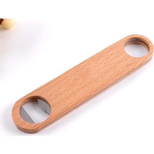 100pcs DIY Wooden Stainless steel Large Flat Beer Bottle Opener Flat Bottle Opener Tool Bar Beer Wine Openers Custom logo SN3557