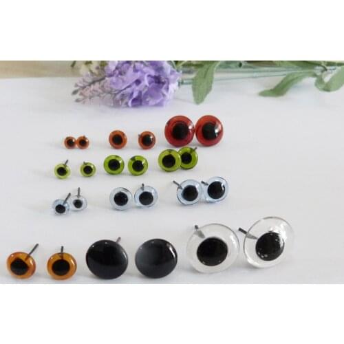100pcs 13/14/15/16/17/19/20/22/24mm glass toy eyes with pin for diy handcraft findings clear/coffee/black/green--color option