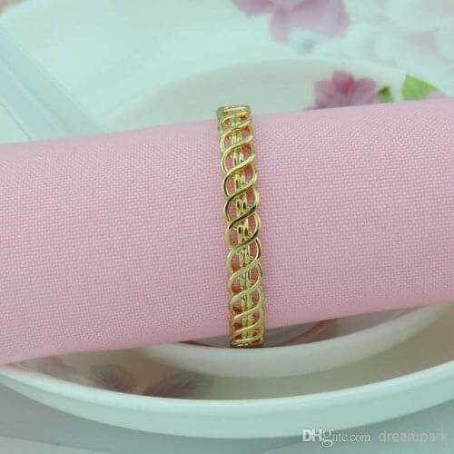 100pcs Gold Metal Napkin Rings Hotel / Wedding Supplies Kitchen Table Decoration Accessories Free Shipping