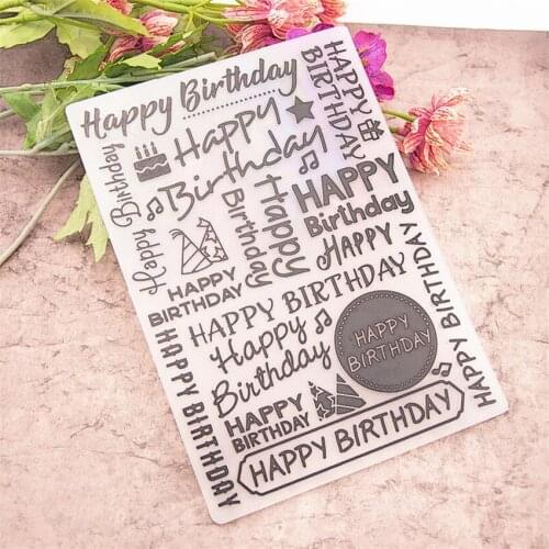 12.8x17.6cm text Embossing folders Plastic bump Scrapbooking DIY Template Fondant indentation Cake Photo Album Card Make