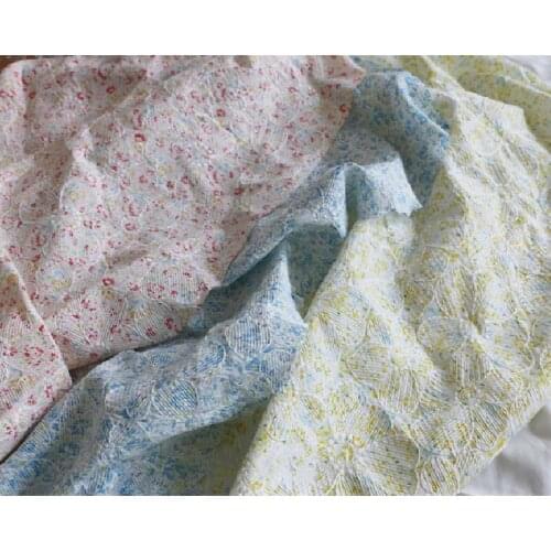 130cm Width INS Korean Ice Cream colors hazy floral matte satin floral embroidery garment fabric