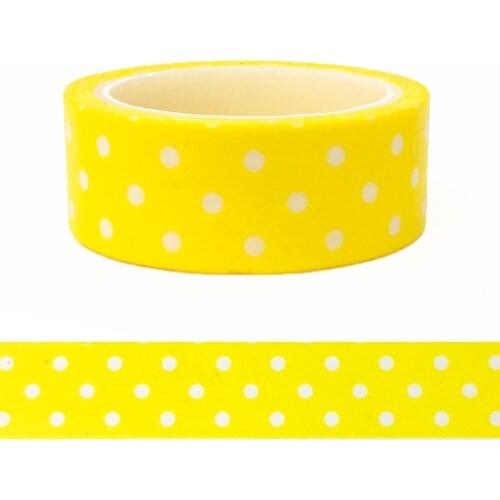 20pcs/set DIY Decoration Washi Tape Paper Cute Tape with Fresh Bright Yellow Color White Circular Wave Points Washi Tape