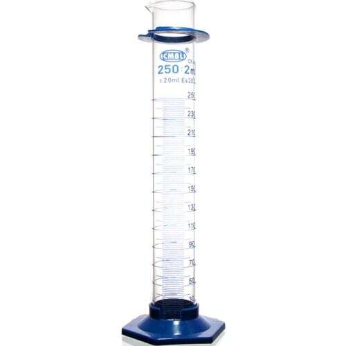 250mL Measuring Cylinder with Spout and Graduation with Plastic Heagon Base Laboratory Chemistry Equipment