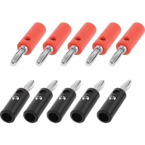 50pcs 4mm Banana Plug Connector Jack Screw-type Banana Head Black and Red Color