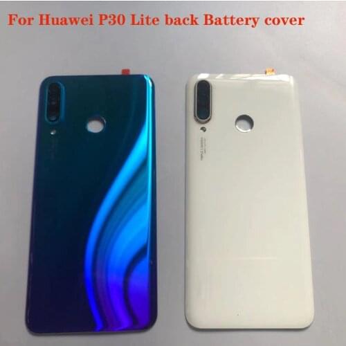 6.15" Original Glass Rear Cover For Huawei P30 Lite Nova 4e Back Battery Cover P30Lite Case Housing Door + Camera Lens +Adhesive