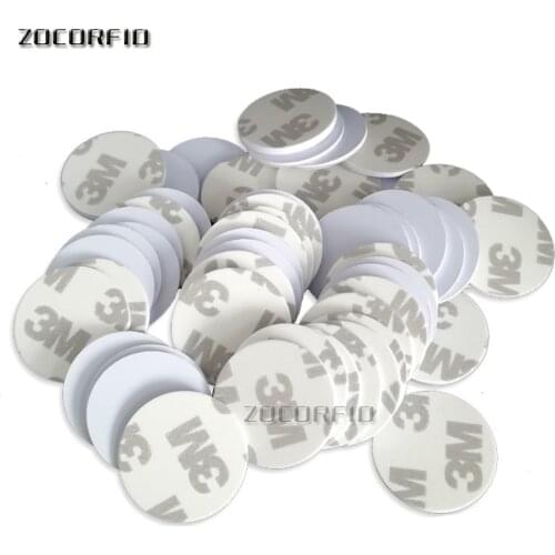 100pcs/lot TK4100(EM4100)New Dellon RFID 125khz 3M Stickers Coins 25/20mm Smart Tags Read-only Access Control Cards