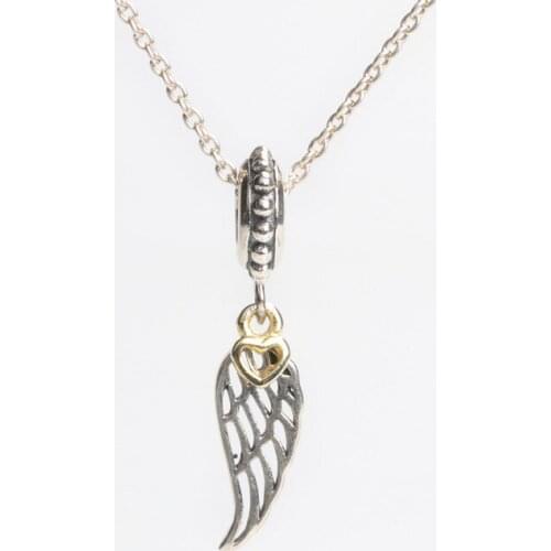 Bewill S925 Sterling Silver Angel Wing Pendant Jewelry Fit Original Charms Necklace