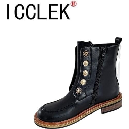 Genuine Leather Boots for Women Ladies Ankle Platform Lining Female Booties Shoes Woman Casual Chunky Hot Sale